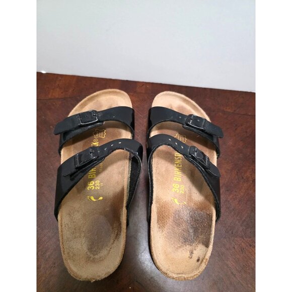 Birkenstock Black Patent Leather Arizona Sandals Size 36 EU Slip-On - Picture 5 of 10